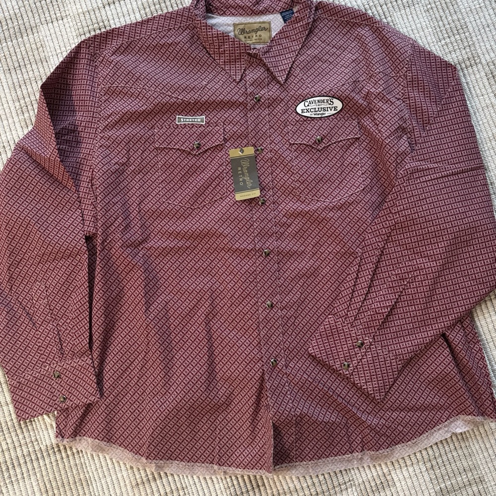 Wrangler Men's Geometric Red Casual Shirt